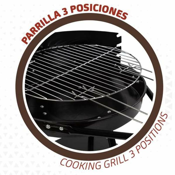 Barbacoa de Carbón con Ruedas Aktive Aluminio Metal esmaltado textileno 42 x 76,5 x 42 cm Negro 6 Barbacoa de Carbón con Ruedas Aktive Aluminio Metal esmaltado textileno 42 x 76,5 x 42 cm Negro 6