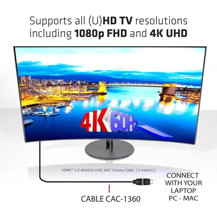 Club3D HDMI-Kabel A -> A 2.0 360° Drehbar 4K60Hz UHD 2 Meter retail 3 Club3D HDMI-Kabel A -> A 2.0 360° Drehbar 4K60Hz UHD 2 Meter retail 3