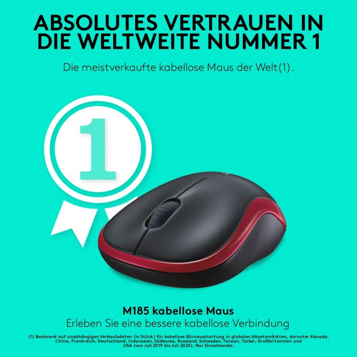 Logitech M185 Ratón Inalámbrico RF Plug-and-Play Rojo con Nano Receptor USB, Ergonómico, Fiable, Batería 1 Año 11 Logitech M185 Ratón Inalámbrico RF Plug-and-Play Rojo con Nano Receptor USB, Ergonómico, Fiable, Batería 1 Año 11