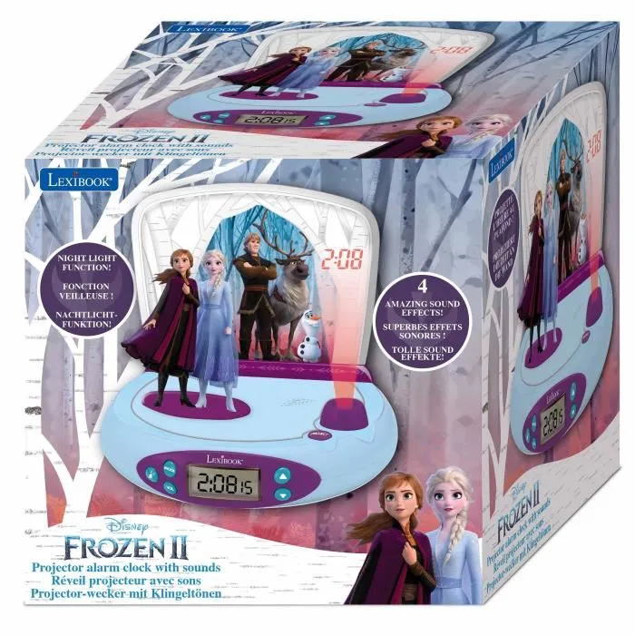 Lexibook Proyector Despertador Frozen 2 RP510FZ con Sonidos y Alarma Digital 2
