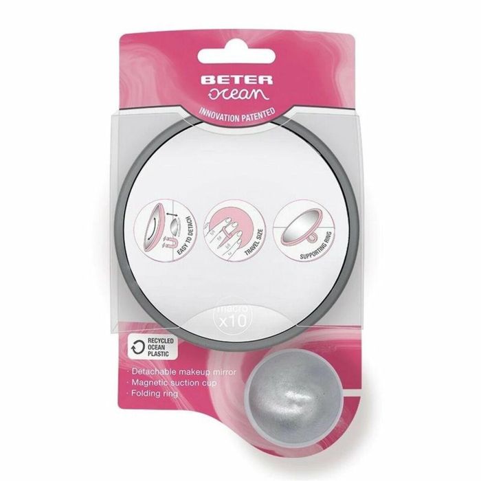 Beter Espejo OCEAN Extraíble con Ventosa Magnética Aumento x10, Plástico Reciclado de Océano, Anilla Abatible 1 ud Beter Espejo OCEAN Extraíble con Ventosa Magnética Aumento x10, Plástico Reciclado de Océano, Anilla Abatible 1 ud