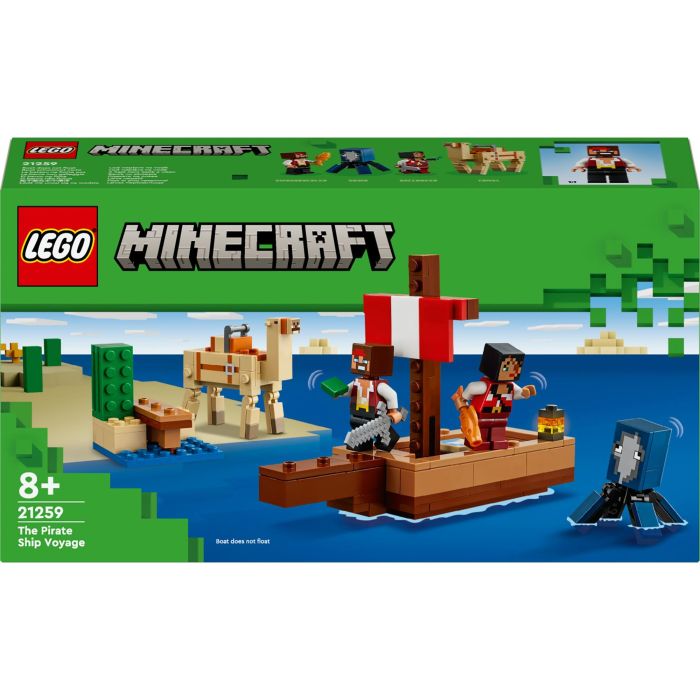 Lego Juego de Construcción Minecraft El Viaje en el Barco Pirata, Set de Construcción para Edad 8+ años