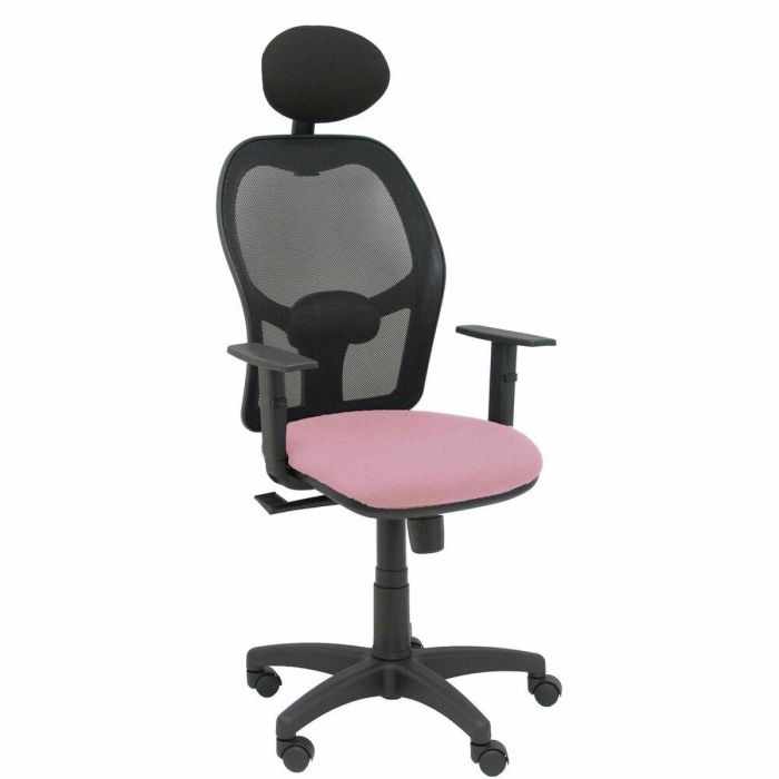 PIQUERAS Y CRESPO Silla Alocen malla negra asiento bali rosa brazos regulables cabecero fijo PIQUERAS Y CRESPO Silla Alocen malla negra asiento bali rosa brazos regulables cabecero fijo