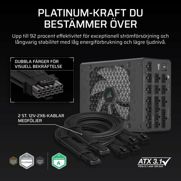 Corsair CP-9020309-EU Fuente Alimentación HX1500i 1500W 80 Plus Platinum ATX 3.0 C20 Silenciosa para Ordenador 5 Corsair CP-9020309-EU Fuente Alimentación HX1500i 1500W 80 Plus Platinum ATX 3.0 C20 Silenciosa para Ordenador 5