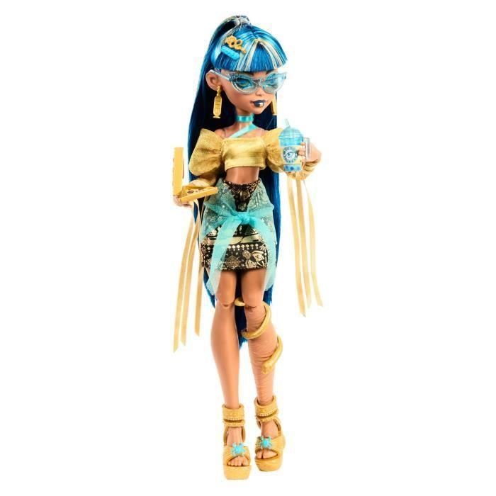 Monster High Hxh74 Muñeca Fabulosa Cleo De Nile Atuendo Real de Faraón con Mascota Hissett y Accesorios - Mattel 1