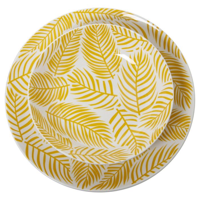 Vajilla Alexandra House Living Amarillo Porcelana 27 x 1 x 27 cm 4