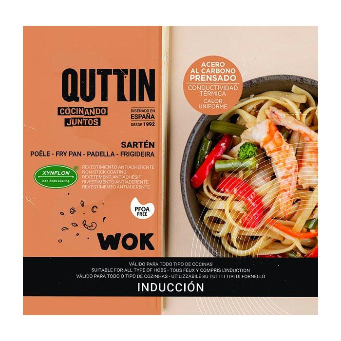 Quttin Sarten Wok Mango y Asa de Madera 35 cm (6 Unidades) 6 Quttin Sarten Wok Mango y Asa de Madera 35 cm (6 Unidades) 6