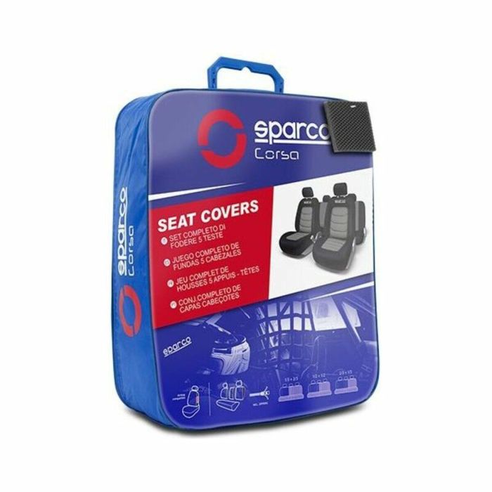 SPARCO SPC1019GR Juego Fundas Asiento S-Line Universales Lavables para Coche Gris y Negro 100% Poliéster