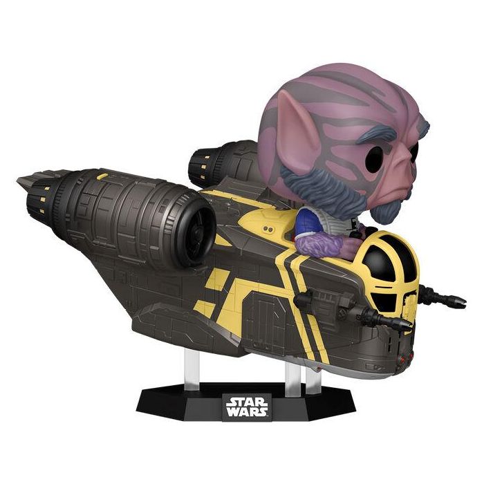 Funko Figura POP Rides Deluxe Star Wars: Mandalorian & Grogu Zeb Orrelios en el Razor Crest