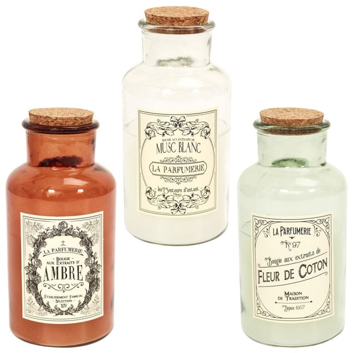 Home Deco Factory Vela Perfumada Apothicaire Flor de Algodón Ámbar Almizcle Blanco Botella Vidrio Tapón Corcho 17 cm 2