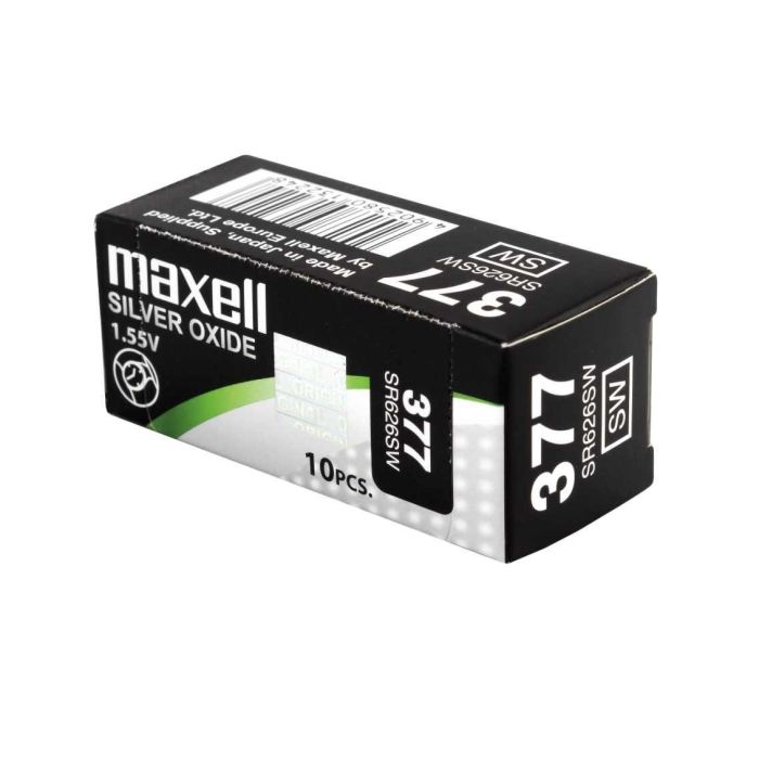 Maxell Micro pilas planas óxido de plata 1,55v - sr626sw 377 caja 10u