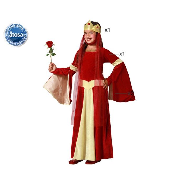 Disfraz Reina Medieval Niña Infantil Rojo 7-9 Años Disfraz Reina Medieval Niña Infantil Rojo 7-9 Años