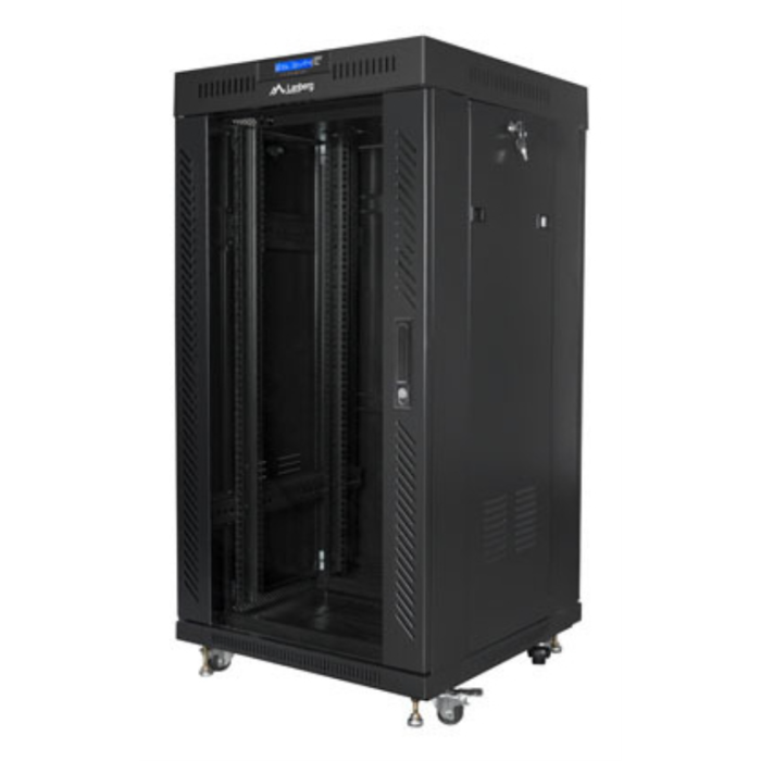 Lanberg FF01-6622-12BL Armario Rack 22U Independiente Negro 1200kg con Panel LCD para Servidores
