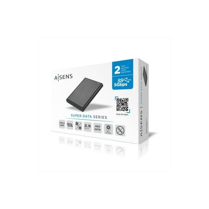 Aisens Caja Externa 2.5" Ase-2525B USB 3.0-USB3.1 Gen1 Negro, Compatible con Discos Duros SATA I/II/III hasta 9.5mm 4 Aisens Caja Externa 2.5" Ase-2525B USB 3.0-USB3.1 Gen1 Negro, Compatible con Discos Duros SATA I/II/III hasta 9.5mm 4