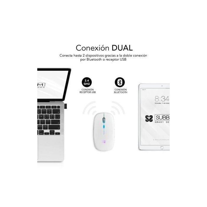 SUBBLIM Raton LED Dual Flat Mouse White 2 SUBBLIM Raton LED Dual Flat Mouse White 2