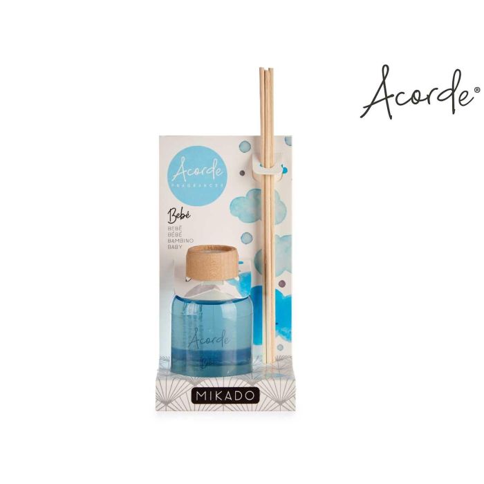 Mikado 50 ml con varilla bebé Acorde - Vidrio, madera, 7x17x5 cm, azul (12 Unidades) 3 Mikado 50 ml con varilla bebé Acorde - Vidrio, madera, 7x17x5 cm, azul (12 Unidades) 3