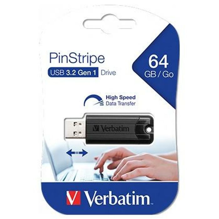 Pendrive Verbatim Pinstripe Negro 64 GB (10 Unidades) 1