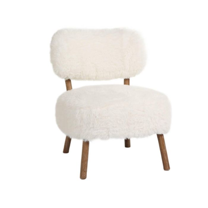 DKD Home Decor 2c24 Butaca Item Home Crudo Fresno Pelo sintético 62x80x61cm Altura Asiento 44cm (2 Unidades)