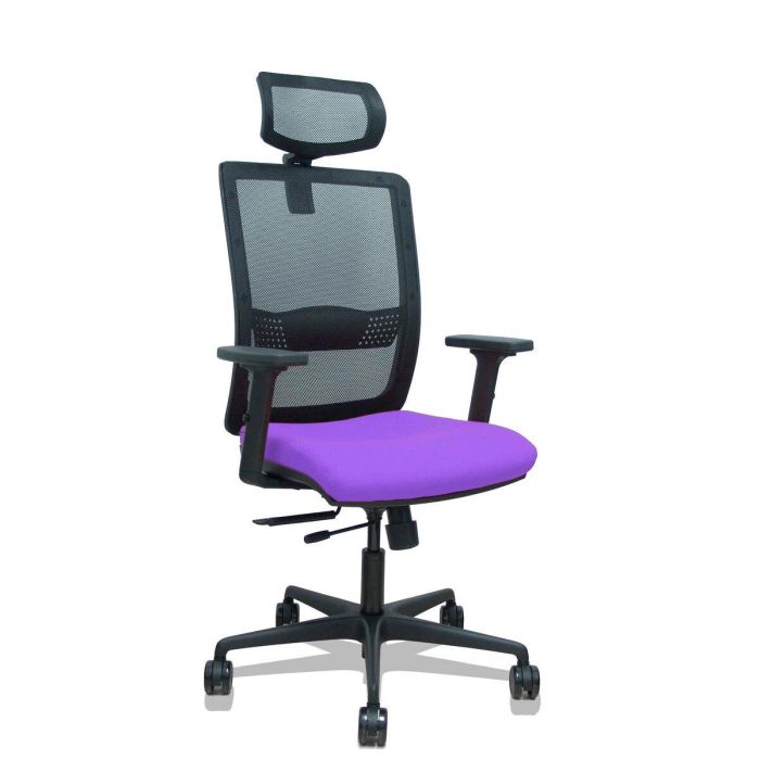 PIQUERAS Y CRESPO Silla Haches traslack malla negra asiento bali lila brazos 2D ruedas 65mm cabecero regulable PIQUERAS Y CRESPO Silla Haches traslack malla negra asiento bali lila brazos 2D ruedas 65mm cabecero regulable