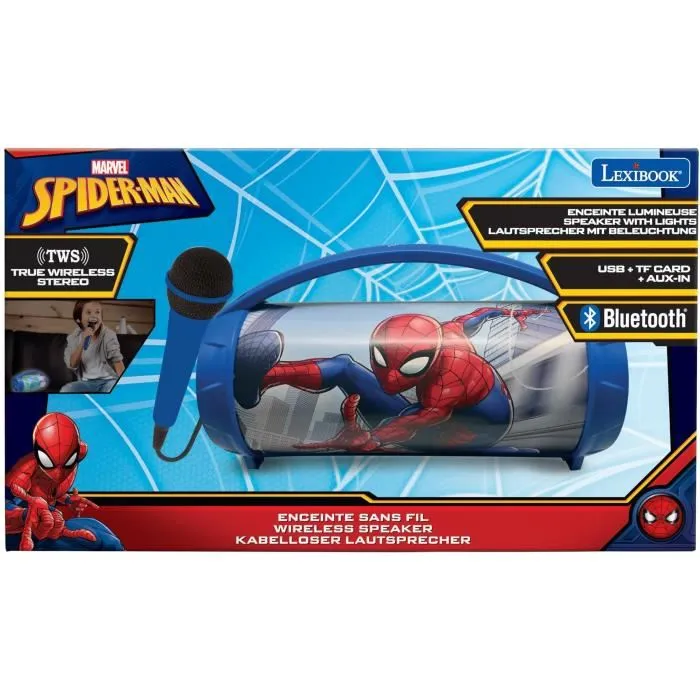 Lexibook Altavoz Bluetooth Spiderman Marvel con Micrófono Karaoke para Niños, Efectos de Luz Multicolor, Batería Recargable hasta 3 Horas 3 Lexibook Altavoz Bluetooth Spiderman Marvel con Micrófono Karaoke para Niños, Efectos de Luz Multicolor, Batería Recargable hasta 3 Horas 3