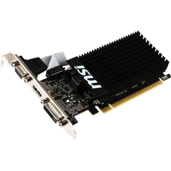 MSI Tarjeta Gráfica Nvidia GeForce GT 710 2GB DDR3 PCI Express 2.0 Interfaz 64-bit con Salidas HDMI, DL-DVI-D y D-Sub 2