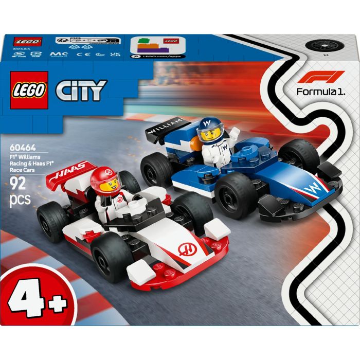 LEGO 60464 City Coches de Carreras F1 Williams Racing y Haas - Juguete para 4+ Años
