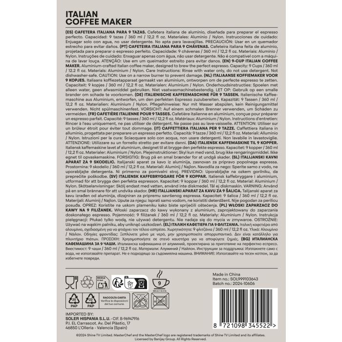 Cafetera de inducción Masterchef 9 tazas - Inde (6 Unidades) 5 Cafetera de inducción Masterchef 9 tazas - Inde (6 Unidades) 5