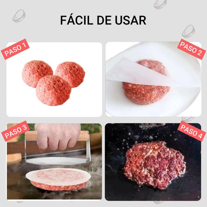 Prensa Hamburguesa-Carne Bbq Wood Algon Bbq (12 Unidades) 1 Prensa Hamburguesa-Carne Bbq Wood Algon Bbq (12 Unidades) 1