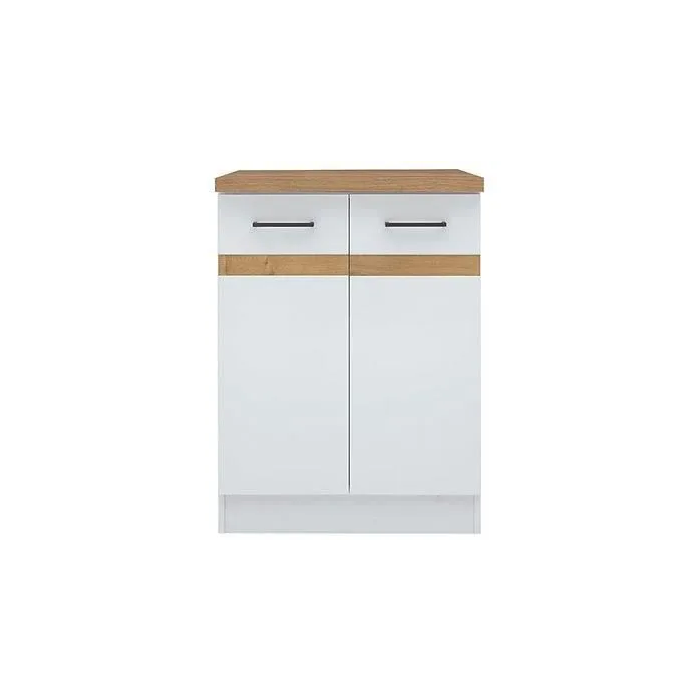Junona Bajo Gabinete de Cocina 60 cm 2 Puertas Tesca de Trabajo Blanco Brillante JUNONAMB2P60BLPL