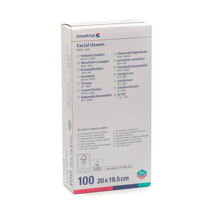 Covetrus Leños Ultrasuaves 100 Unidades - Pañuelos Faciales de 2 Capas, Blancos, Suaves y Absorbentes