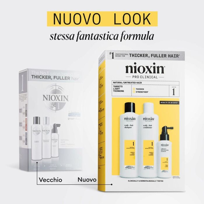 Nioxin Sistema 1 Kit Tratamiento Cabello Natural con Debilitamiento Leve Champú Acondicionador y Tratamiento 3 uds 1