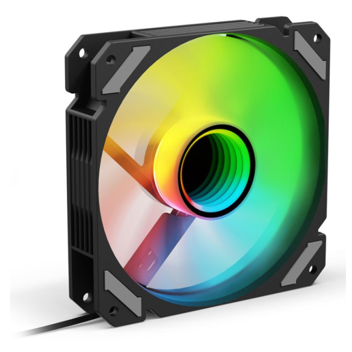 Sharkoon SHARK Mirror RGB PWM REVERSE Ventilador PC 120mm Negro con RGB Direccionable, Efecto Espejo Infinito y Flujo de Aire Invertido