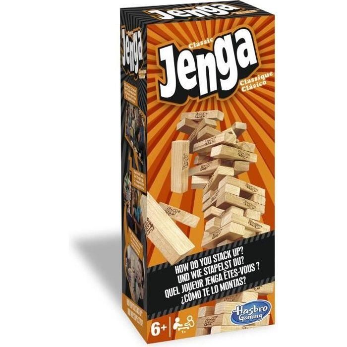 Hasbro Gaming A2120 Jenga, Juego de Habilidad y Destreza Clásico con Torre de Bloques, +6 años 0 Hasbro Gaming A2120 Jenga, Juego de Habilidad y Destreza Clásico con Torre de Bloques, +6 años 0