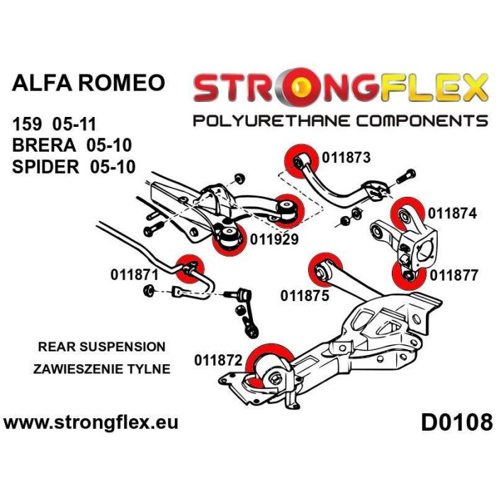 StrongFlex 016245B: Kit Casquillos Travesaño Trasero 1 StrongFlex 016245B: Kit Casquillos Travesaño Trasero 1