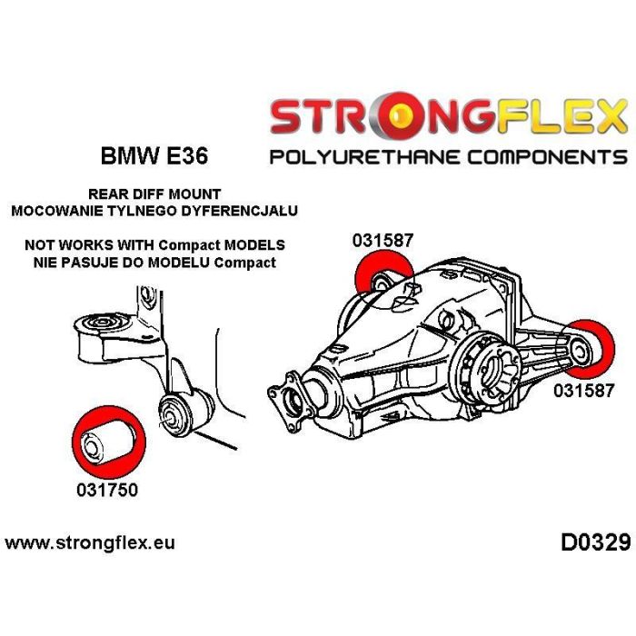 StrongFlex 031587B: Casquillo De Montaje Trasero Del Diferencial Trasero 1