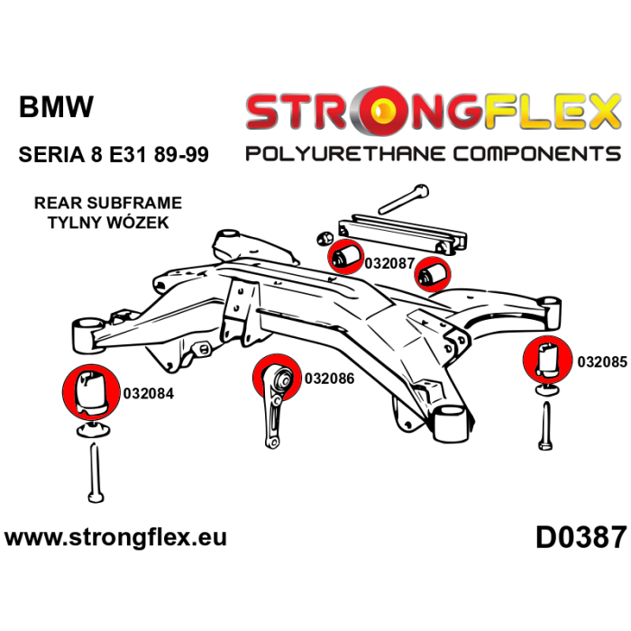 StrongFlex 032086A: Soporte Diferencial Trasero - Casquillo Delantero Sport 1