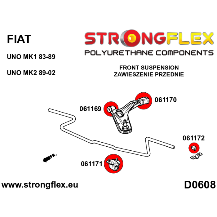 StrongFlex 061172B: Barra Estabilizadora Delantera - Casquillo Exterior 1 StrongFlex 061172B: Barra Estabilizadora Delantera - Casquillo Exterior 1