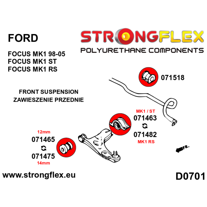 StrongFlex 071475A: Casquillo Delantero Horquilla Delantera - Tornillo 14 mm Sport 1
