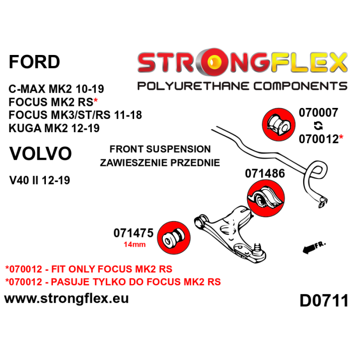 StrongFlex 071475A: Casquillo Delantero Horquilla Delantera - Tornillo 14 mm Sport 3