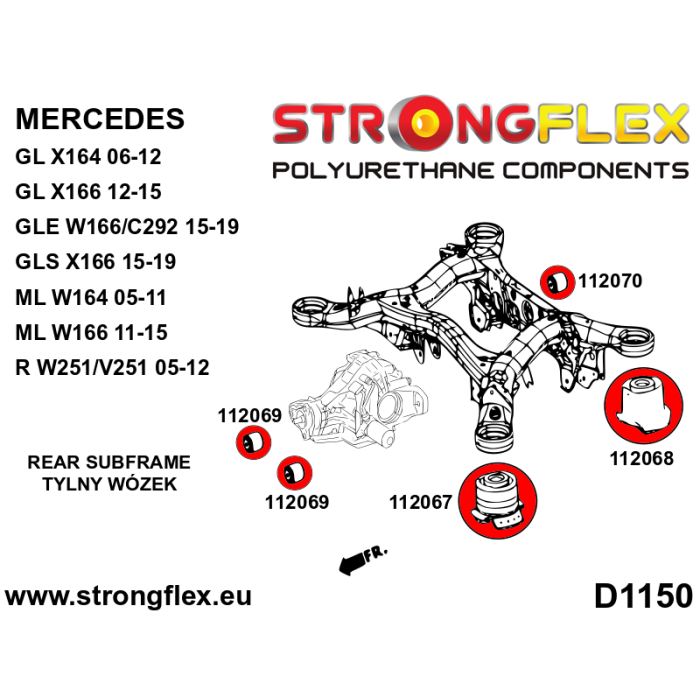 StrongFlex STF112067A Silentblock Trasero Crossmember Delantero Sport para Mercedes GL X164 X166 GLE W166 W166 GLS X166 ML W164 W166 R W251