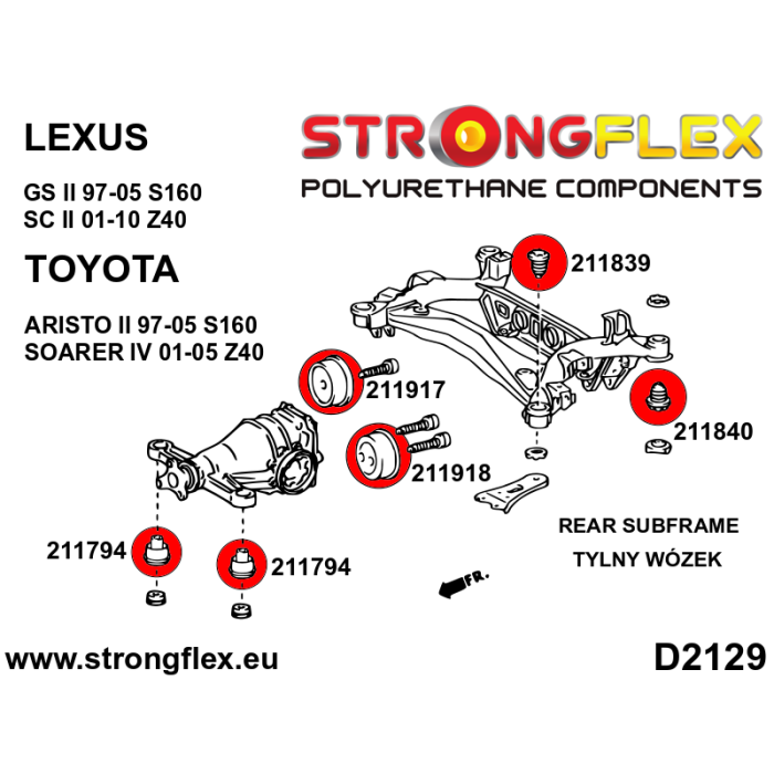 StrongFlex Silentblock Trasero Diferencial Trasero STF211917A Alta Flexibilidad Resistencia Carga Aceites Condiciones Climáticas