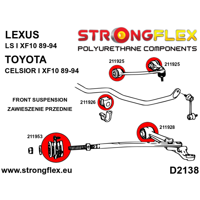 StrongFlex STF211953A Silentblock Brazo Delantero Radio para Sport, Alta Flexibilidad, Resistencia a Carga Dinámica y Desgaste