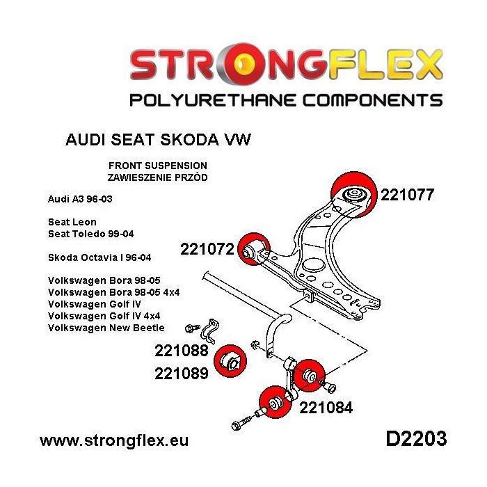 StrongFlex 226121A: Kit Casquillos Suspensión Total Sport 3 StrongFlex 226121A: Kit Casquillos Suspensión Total Sport 3