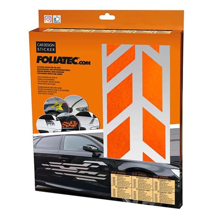 Foliatec FO33943 Pegatina para Coche Diseño Sombras Naranja 9x77cm - PVC de Alto Rendimiento - Juego 2 Piezas Resistente UV y Lavado Foliatec FO33943 Pegatina para Coche Diseño Sombras Naranja 9x77cm - PVC de Alto Rendimiento - Juego 2 Piezas Resistente UV y Lavado