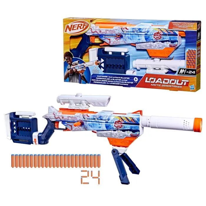 Hasbro Nerf Load Out Arctic Zerostriker G1763 Lanzador Personalizable con Accesorios e Incluye 24 Dardos N1 0 Hasbro Nerf Load Out Arctic Zerostriker G1763 Lanzador Personalizable con Accesorios e Incluye 24 Dardos N1 0