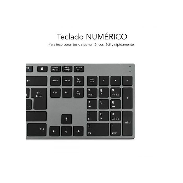 SUBBLIM Teclado Wireless Bluetooth Aluminio Advance Extended Grey 2