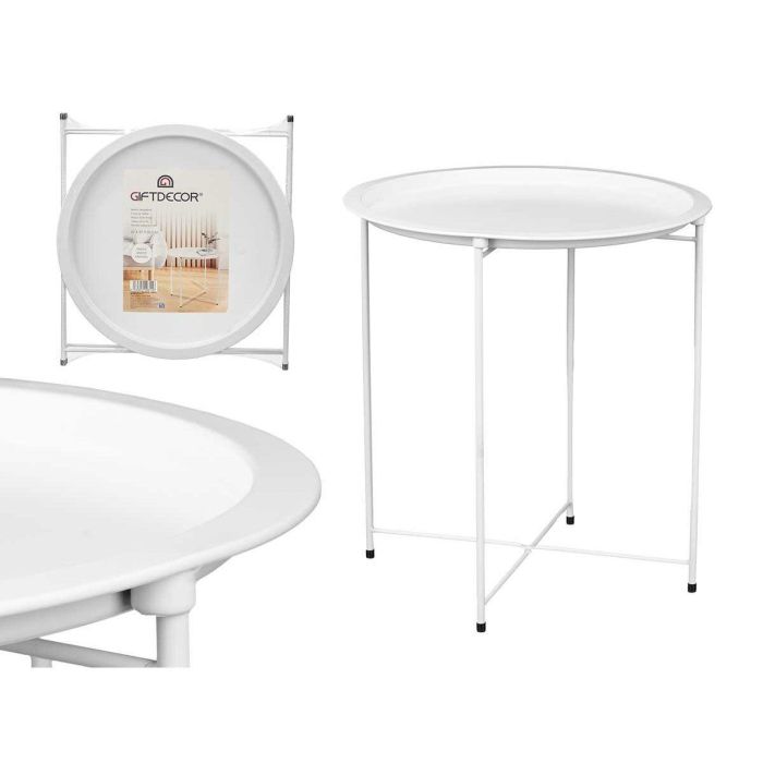 Mesa Auxiliar Plegable GiftDecor WR4405.1 Blanco 46,8 x 50,2 x 46,8 cm (4 Unidades) 1