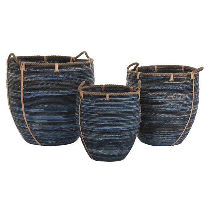 Cesta Atlantico DKD Home Decor Azul Marino 56 x 60 x 56 cm Set de 3