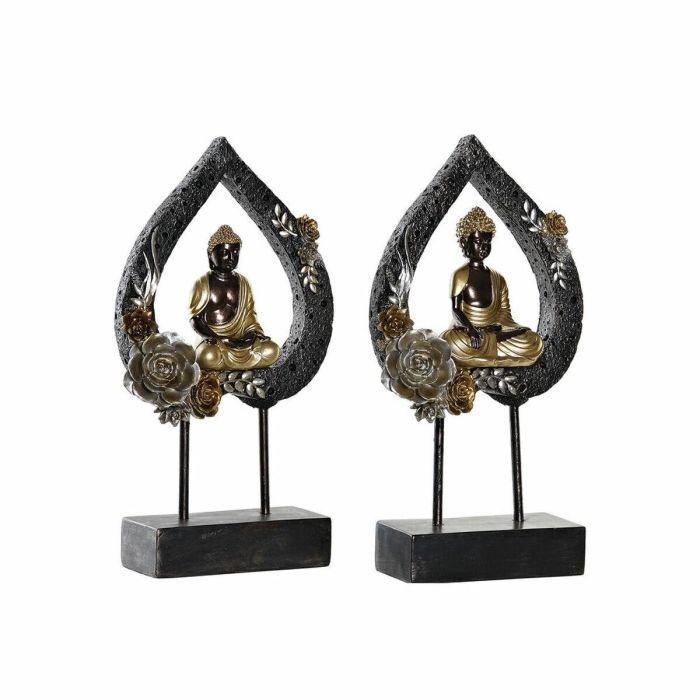 Figura Decorativa DKD Home Decor Metal Resina Buda (2 pcs) (19 x 7.7 x 35 cm)