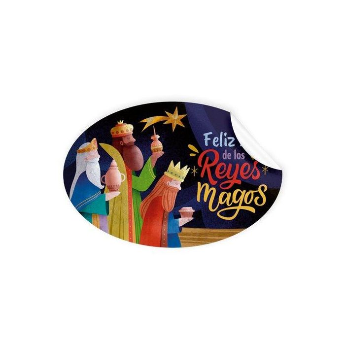 Etiquetas Regalo Adh. Rollo 250 Uds. Ovaladas 60X40 Navidad Feliz Dia De Los Reyes Magos